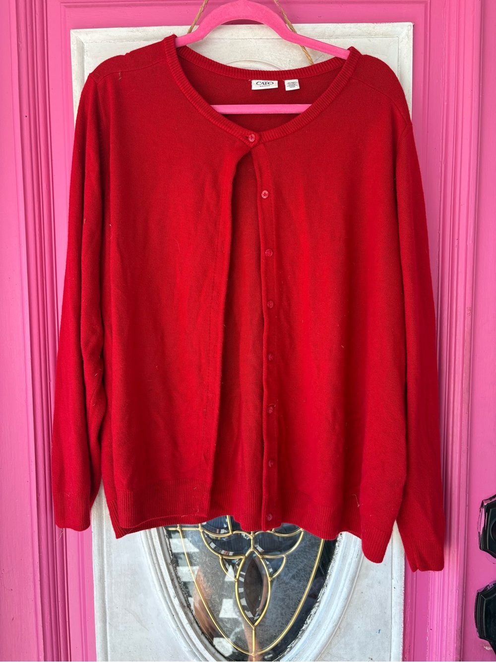Cato Women's Red Buttoned Sweater Cardigan
